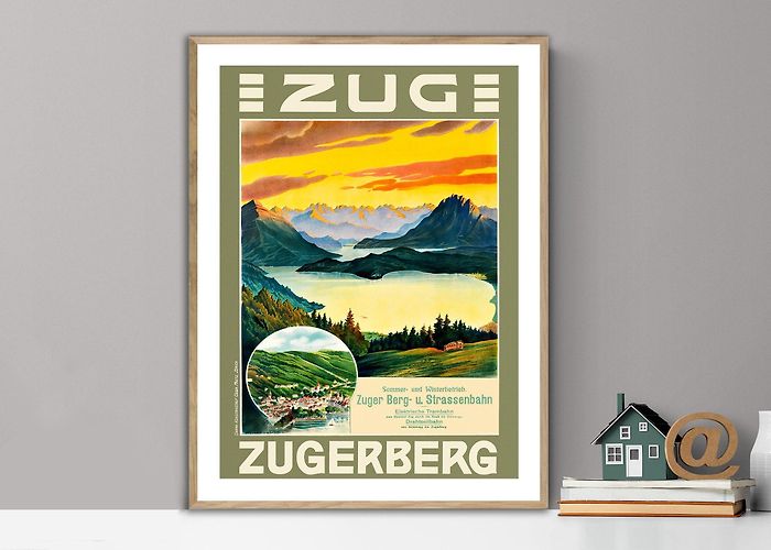 Bahnhof Zug Zug Zugerberg Switzerland Vintage Travel Poster Poster Paper or ... photo