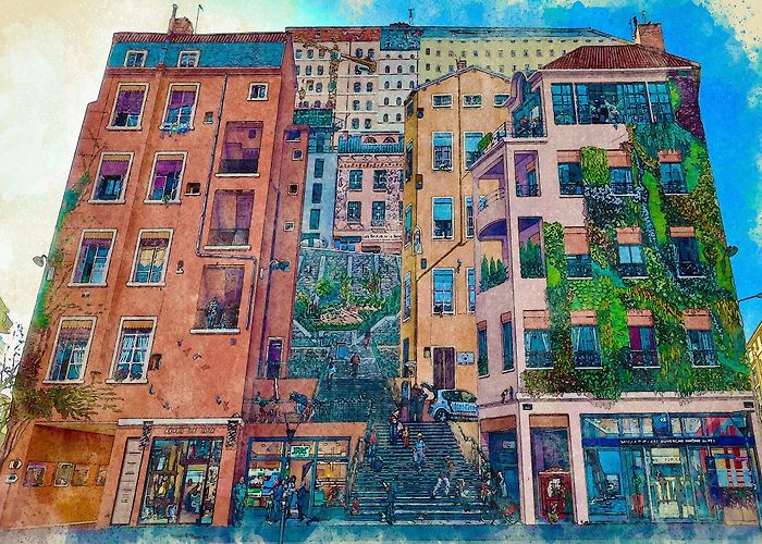 Mur des Canuts Mur Des Canuts Europa Series lyon Watercolor Illustration From ... photo