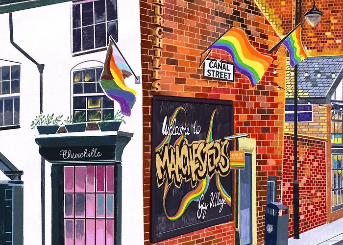 Gay Village Manchester Manchester Canal Street Art Print, The Gay Village, Manchester ... photo