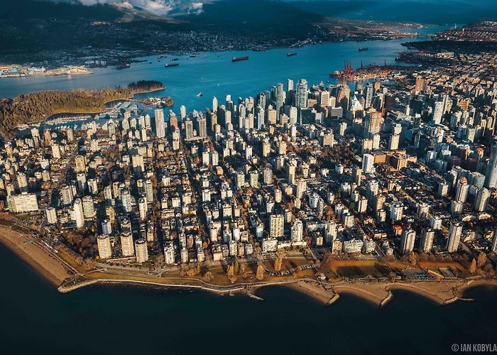 English Bay An aerial view of Vancouver, BC's English Bay, Sunset Beach, and ... photo