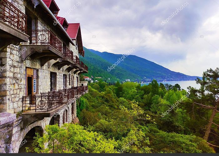Castle of Oldenburg View Balcony Abandoned Prince Oldenburg Castle City Gagra ... photo
