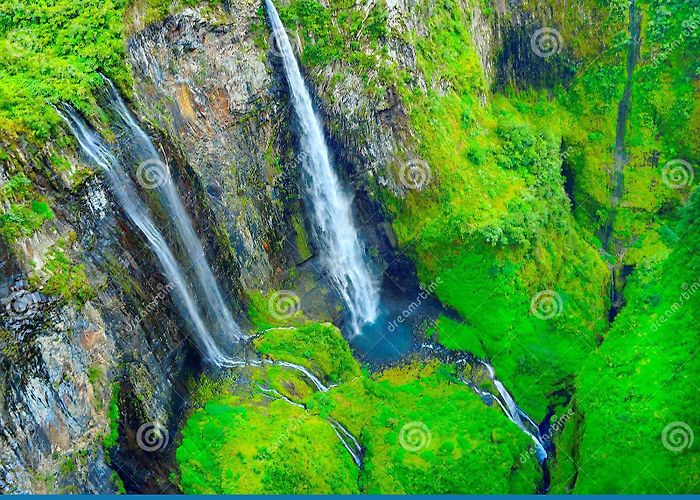 Bridal Veil Falls The Trou De Fer - Iron Hole Canyon. Stock Image - Image of cirque ... photo