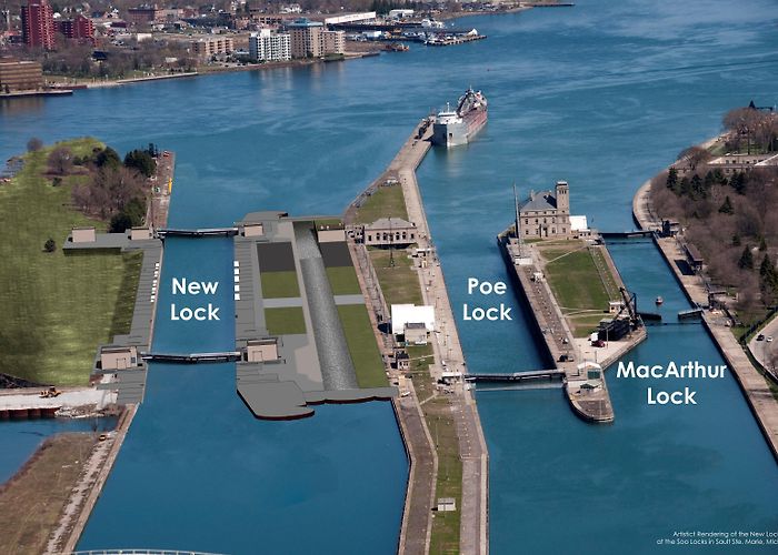 Sault Ste. Marie Canal New Lock at the Soo reauthorized in WRDA 2022 at $3.219 billion ... photo