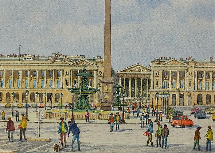 Place de la Concorde ▷ Painting Paris, place de la Concorde et la Madeleine by ... photo