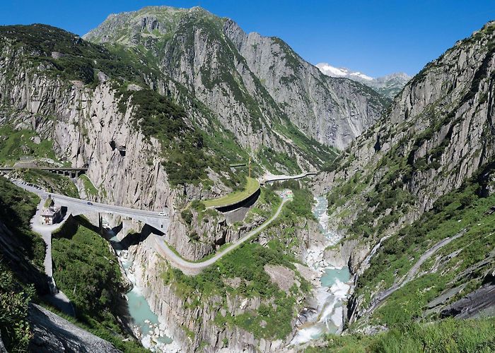 Devils Bridge The Schöllenen gorge and the Teufelsbrücke (the Devil's Bridge ... photo