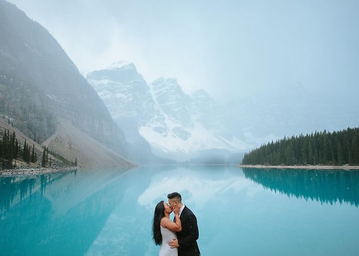 Peyto Lake Moraine Lake Engagement Photos | Lake Louise Engagement Locations photo