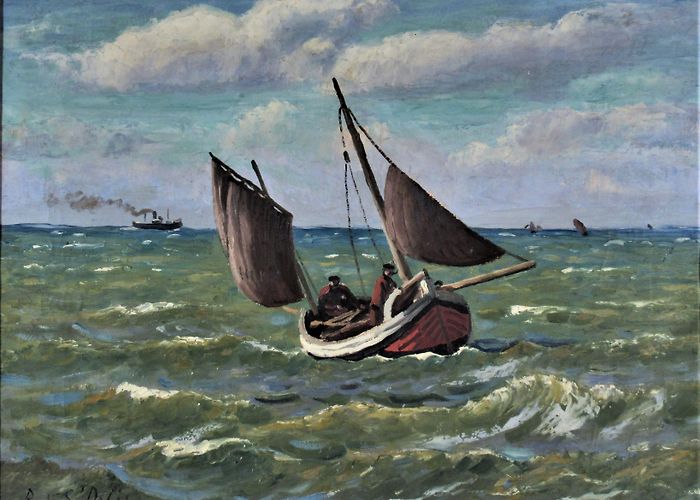 Musée Municipal Alfred Canel Rene Lienard De Saint Delis, Pecheurs en Mer (Fishermen at Sea ... photo