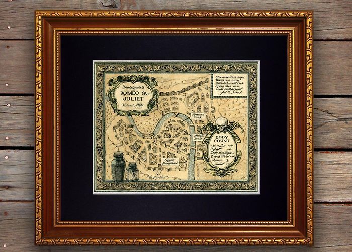 Juliet's Tomb Map of Shakespeare's Romeo and Juliet Fine Art Print – ArteOfTheBooke photo